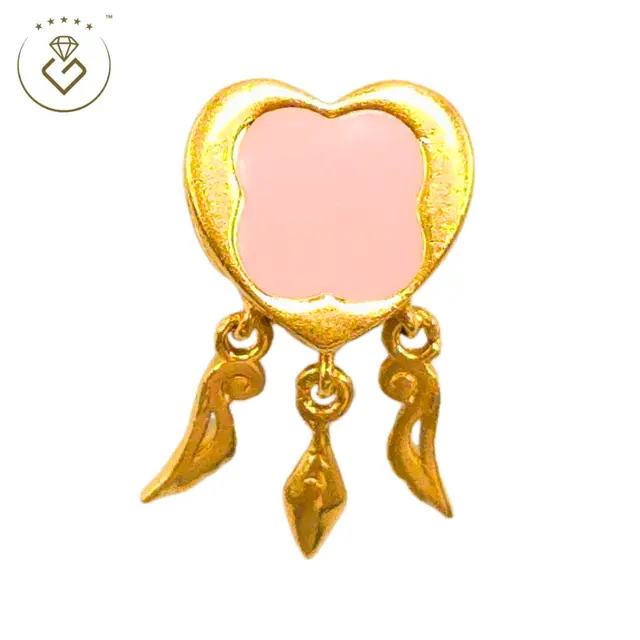Charm emas 916 rekaan bunga atau hati yang elegan