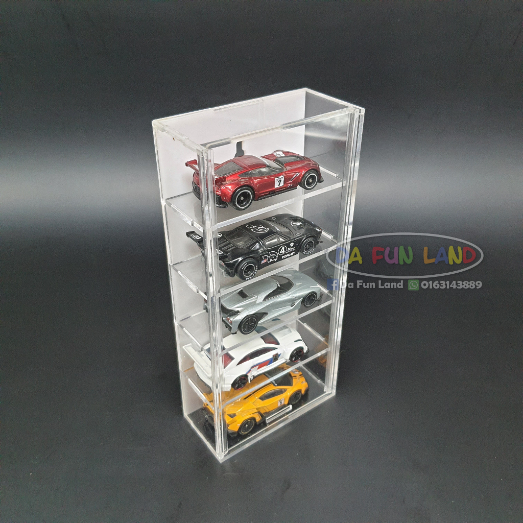 🚗 DFL-HW5-SLW 🚗 DISPLAY RACK 5 SLOT (WITH SLIDE DOOR) for HOT WHEELS or TAKARA TOMY or MATCHBOX or TOMICA