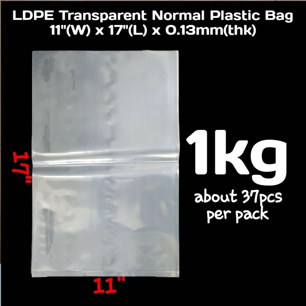 LDPE 11"x17" TRANSPARENT NORMAL PLASTIC BAG 1KG