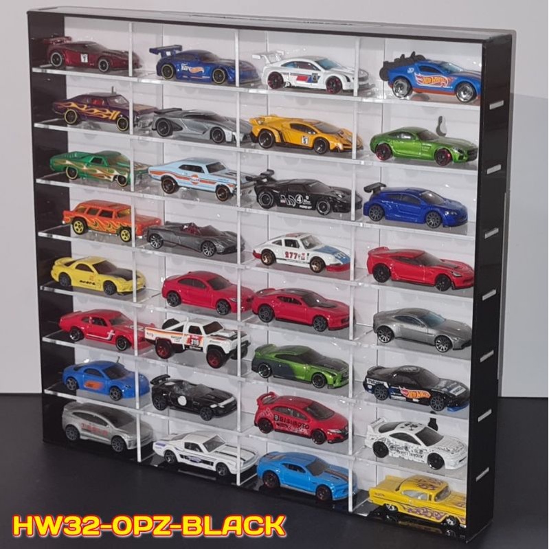 🚗 HW32-OPZ-black 🚗 DISPLAY RACK 32 SLOT (NO DOOR) for HOT WHEELS or TAKARA TOMY or MATCHBOX or TOMICA