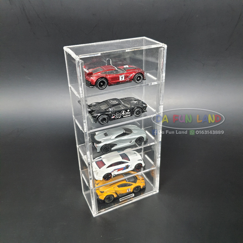 🚗 DFL-HW5-SL 🚗 DISPLAY RACK 5 SLOT (WITH SLIDE DOOR) for HOT WHEELS or TAKARA TOMY or MATCHBOX or TOMIC