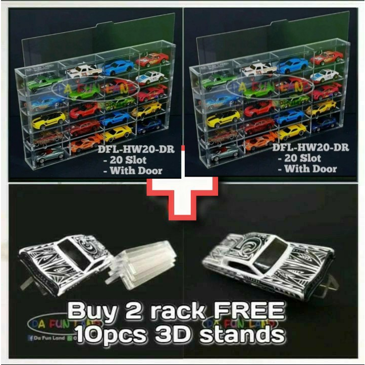 🚗 DFL- HW20-SL x2 unit FREE 10 3D Stand🚗 HOT WHEELS or TAKARA TOMY or MATCHBOX or TOMICA