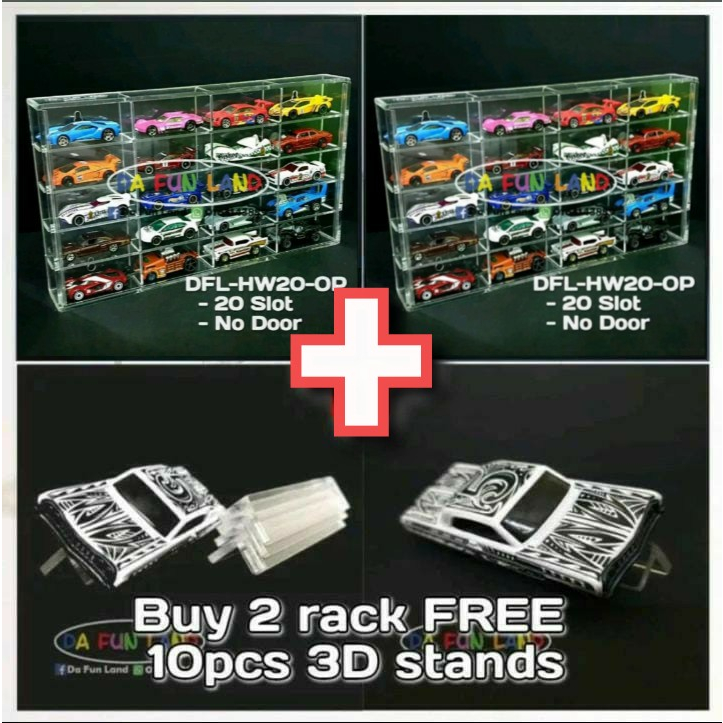 🚗 DFL- HW20-OP x2 unit FREE 10 3D Stand🚗 HOT WHEELS or TAKARA TOMY or MATCHBOX or TOMICA